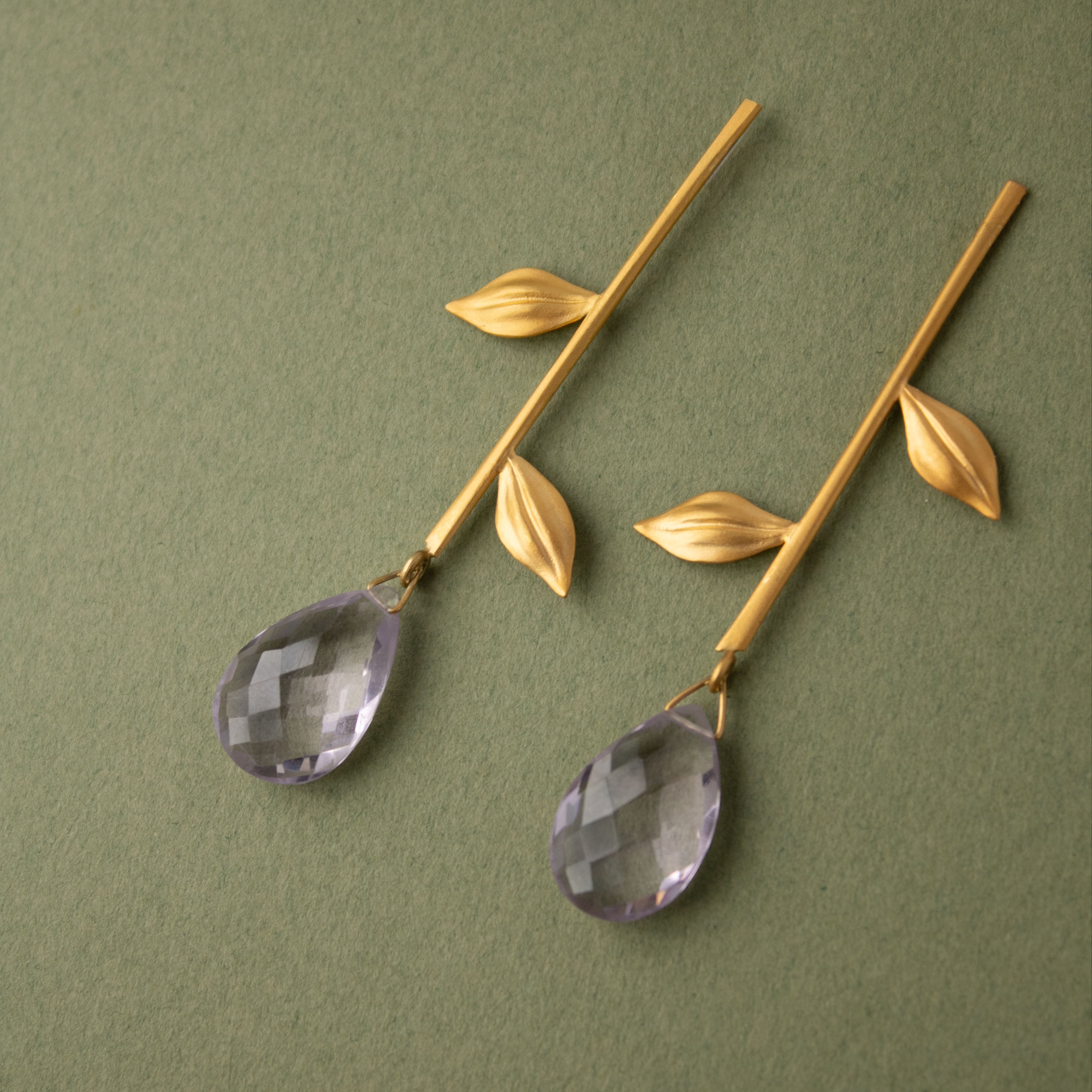 Pendiente Ceres Oro Amatista 1