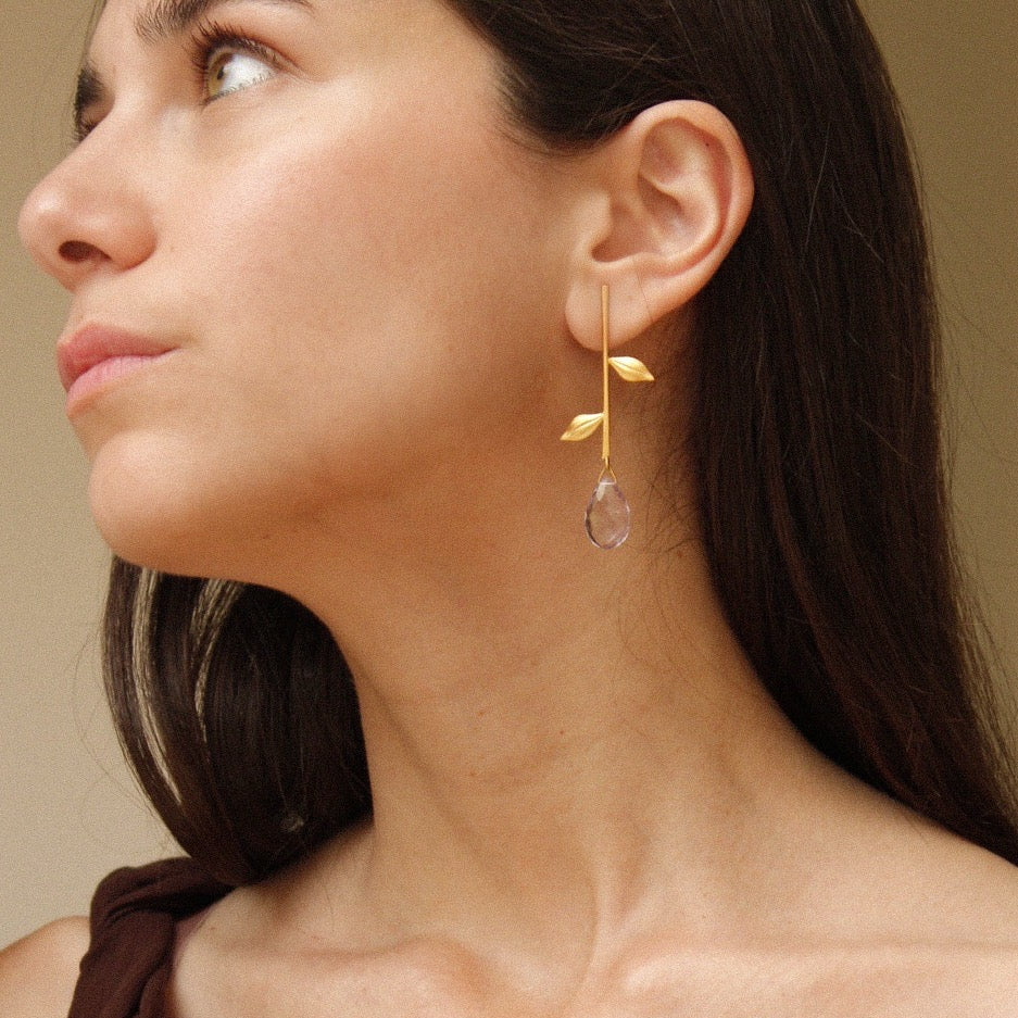 Pendiente Ceres Oro Amatista 2